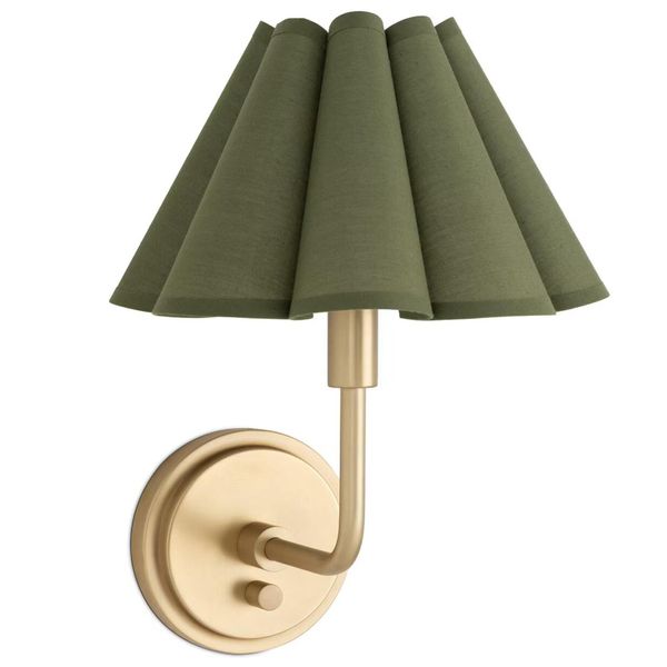 Polly Single Sconce, Naturel Brass/Vert