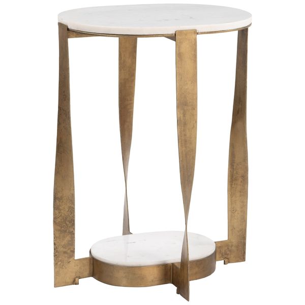 Orion Accent Table, Blanc/Brass