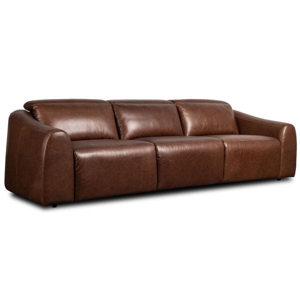 Alondra Cuir Power Recliner 3 Piece Sectional, Sonoma Coco