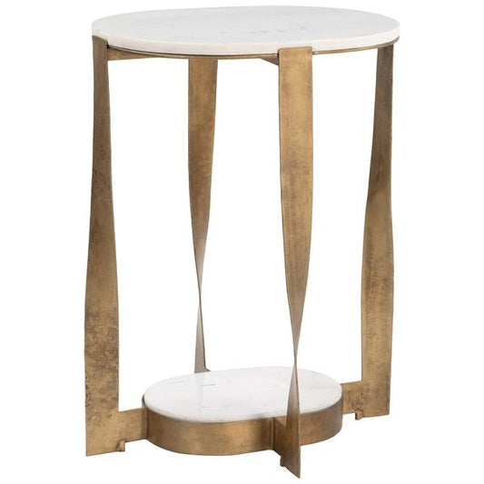 Orion Accent Table, Blanc/Brass